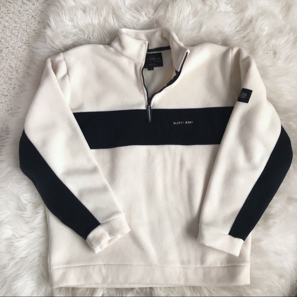 Nautica Other - Men’s Nautica Fleece Pullover Sweater Cream Navy L